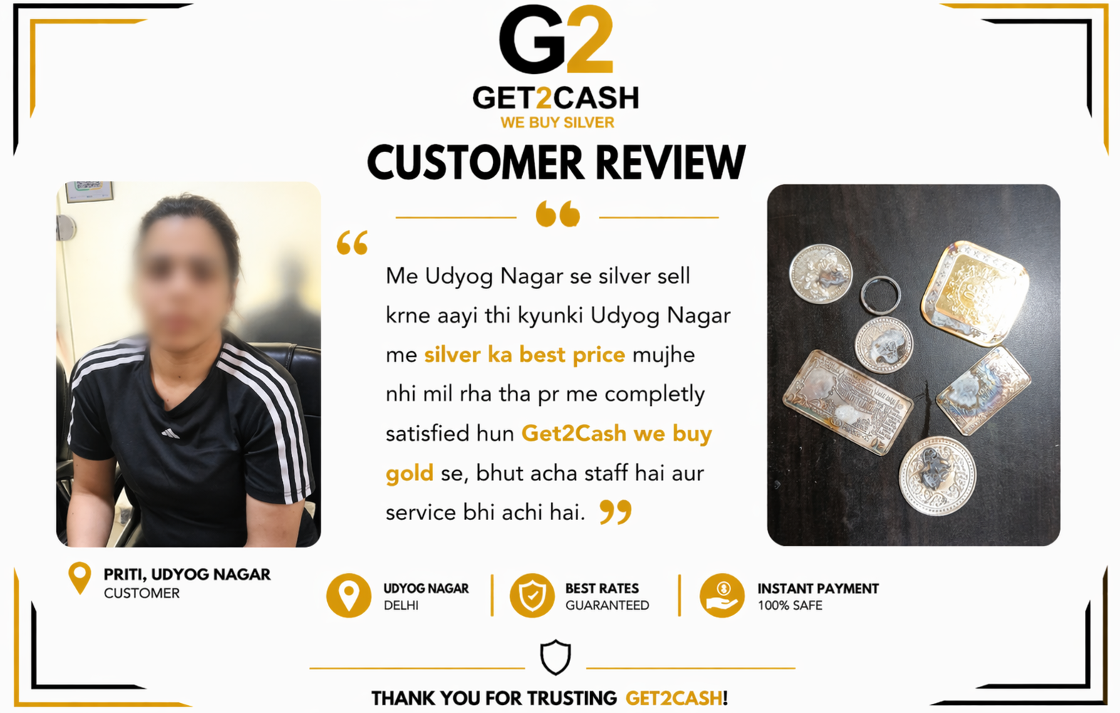 Cash for Silver in Paschim Vihar